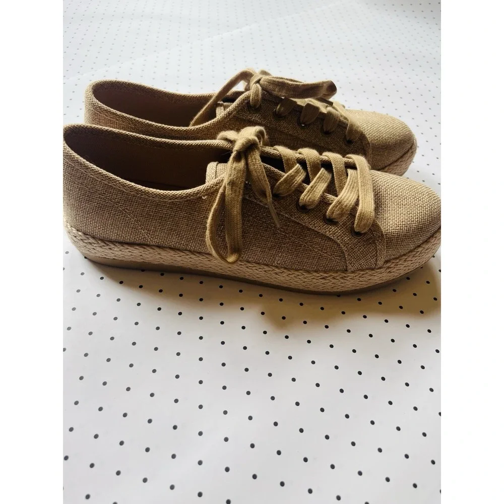 Tommy Bahama Tan Canvas Espadrille Lace-Up Sneakers